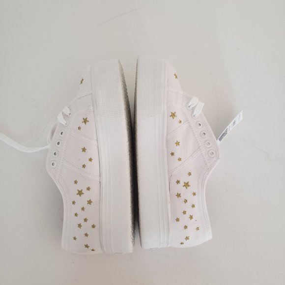 NWT Superga Cotu 2790 Embroidered Gold Star Platform Sneaker White Sz 10 Euro 41 - Picture 12 of 13